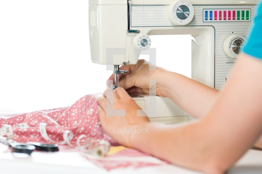 sewing on a sewing machine