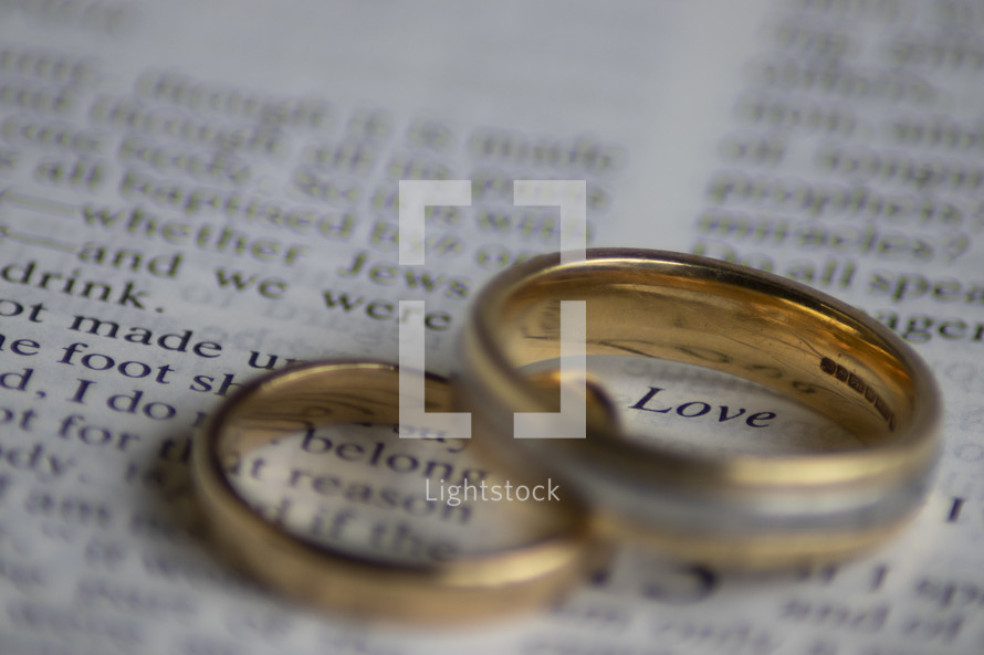 wedding bands on a Bible 