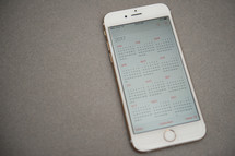 a calendar on an iPhone screen 
