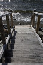 steps leading down to a beach in Maine 