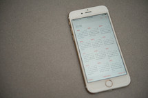 a calendar on an iPhone screen 