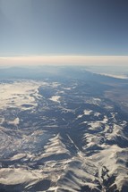 aerial view over a mountain range