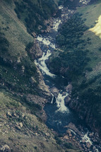 aerial view, river, waterfall, water, outdoors 