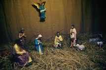 Nativity scene in straw. 