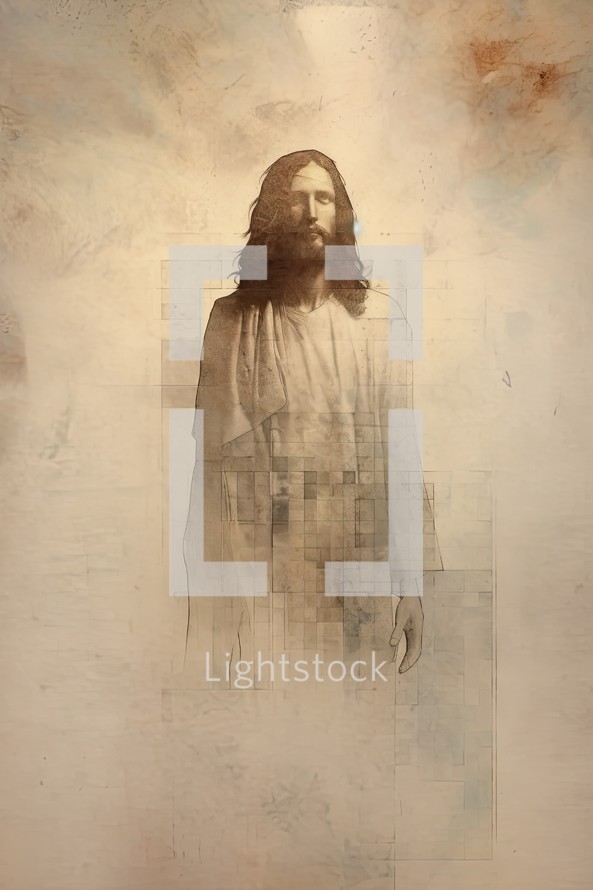 Contemporary artwork of Jesus Christ with space for text