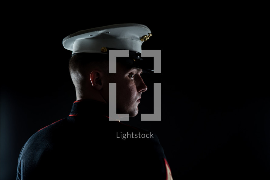 side profile of a marine in uniform 