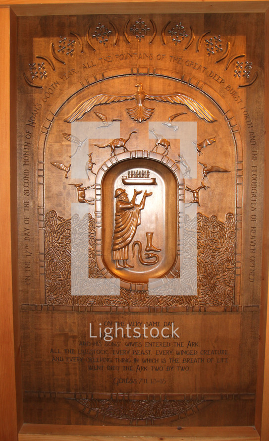 wood carving of Noah 