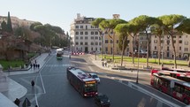 Sun on the traffic of Rome, italy 