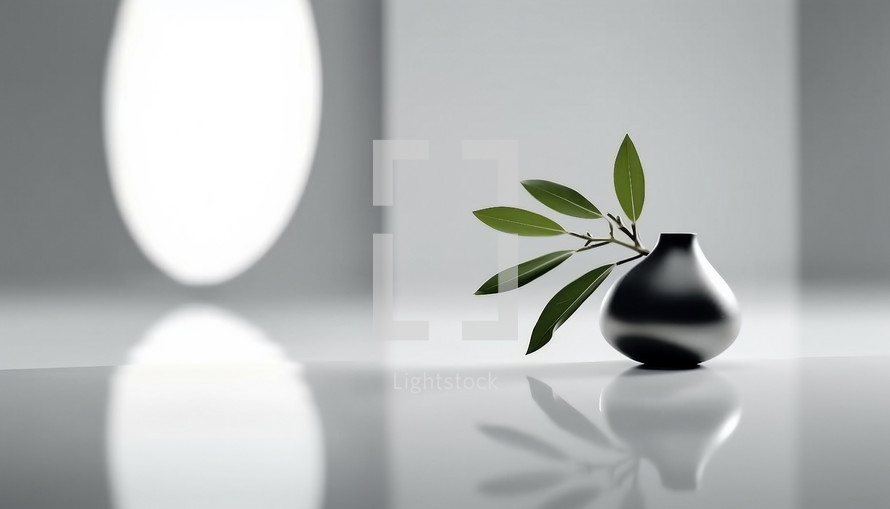 Vase with olive leaves as a concept of peace. Ai generative