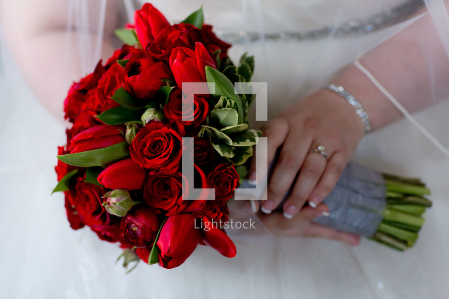 a bride holding a bouquet 