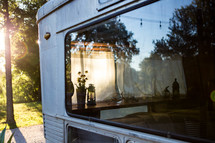 view through a camper window 