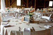tables set for a wedding reception 