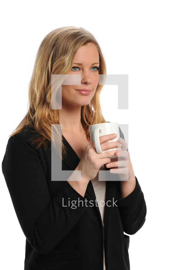 businesswoman holding a coffee mug 