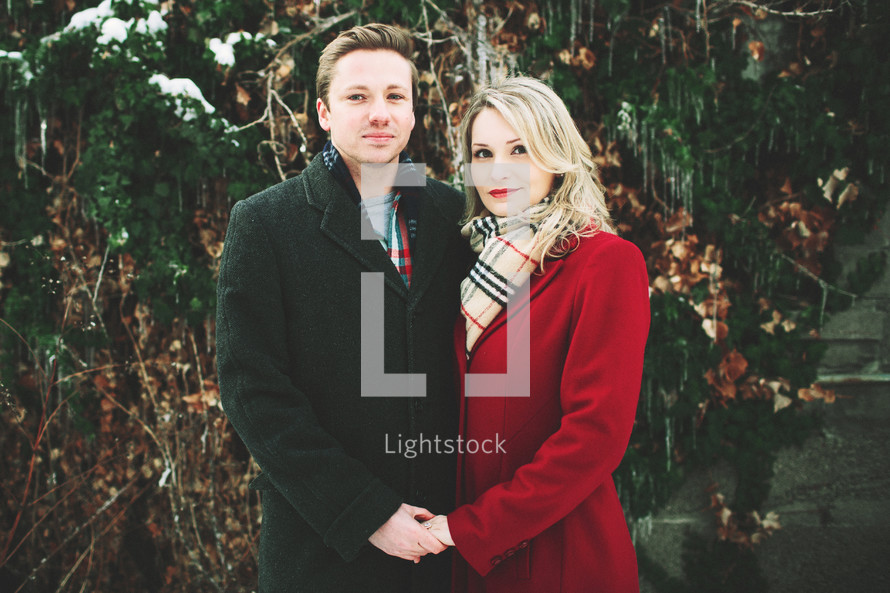 portrait of a couple in winter 