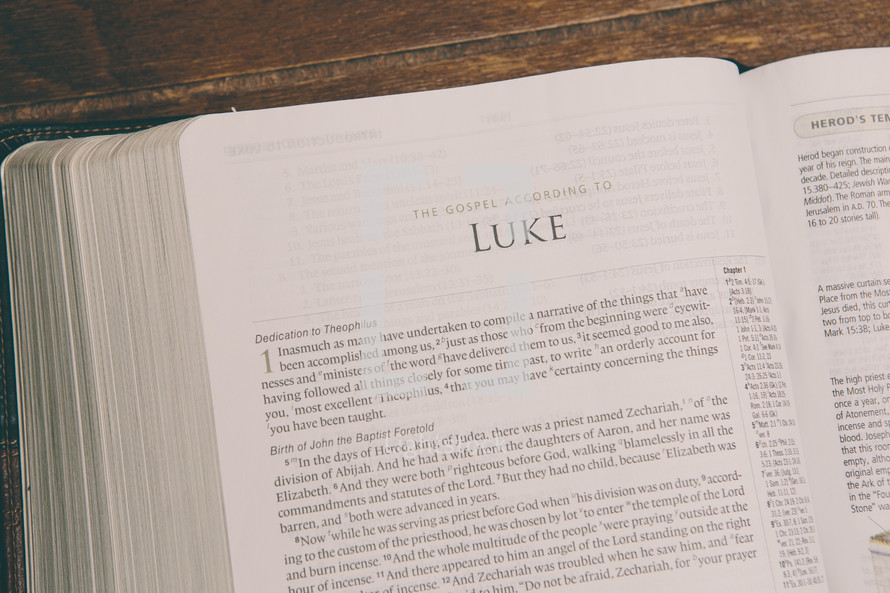 Bible opened to Luke 