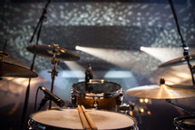 drum set and spotlights 