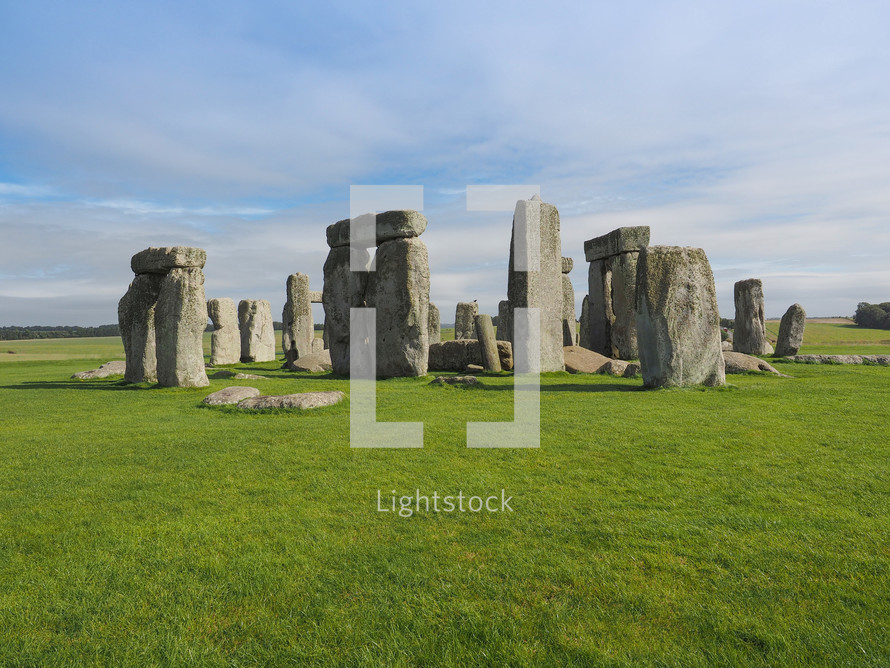 WILTSHIRE, UK - CIRCA SEPTEMBER 2016: Ruins of Stonehenge prehistoric megalithic stone monument