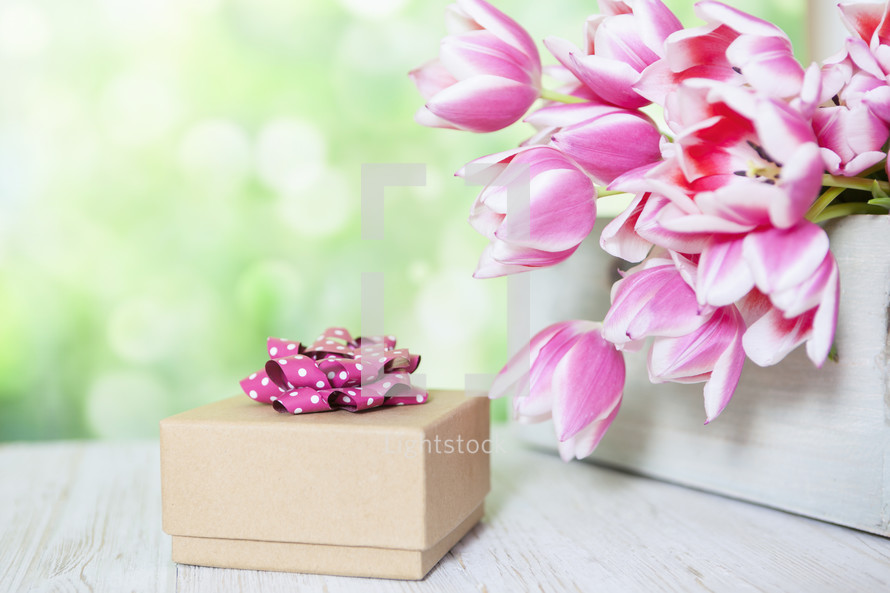 Gift Background with Flowers