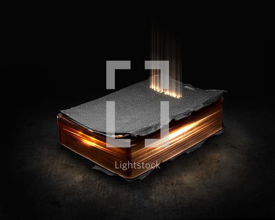 Holy Bible cover with glowing letters
