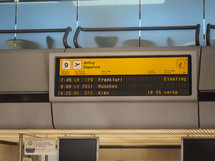 BERLIN, GERMANY - CIRCA JUNE 2016: Abflug (meaning Departure) timetable at Tegel airport