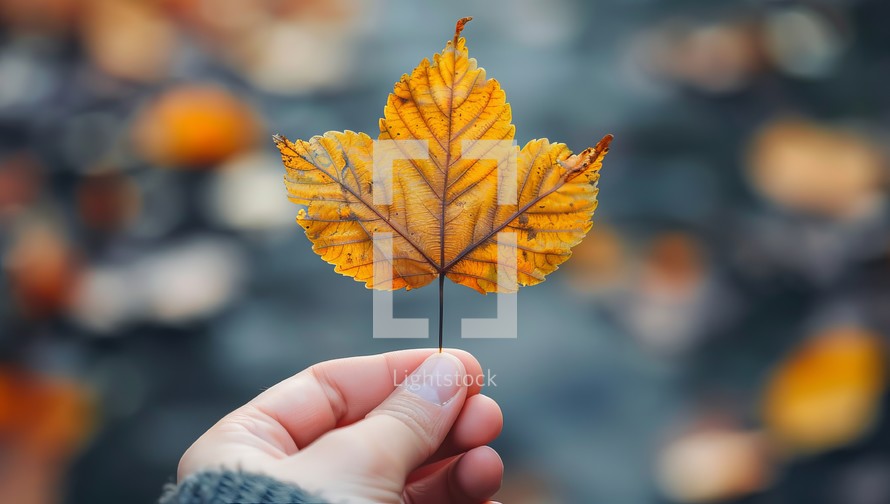  Girl holding vibrant autumn leaf