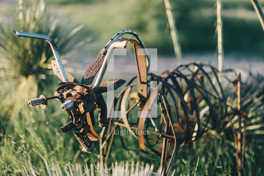 scrap metal goat sculpture