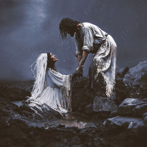 Jesus rescues a bride stuck in the muddy mess