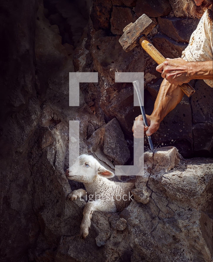 God breaks a lamb out from the rock