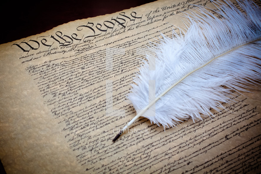 We the People and feather pen, constitution 