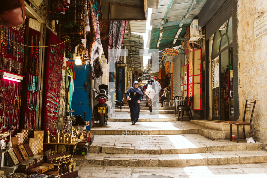 shops along the streets of Jerusalem 