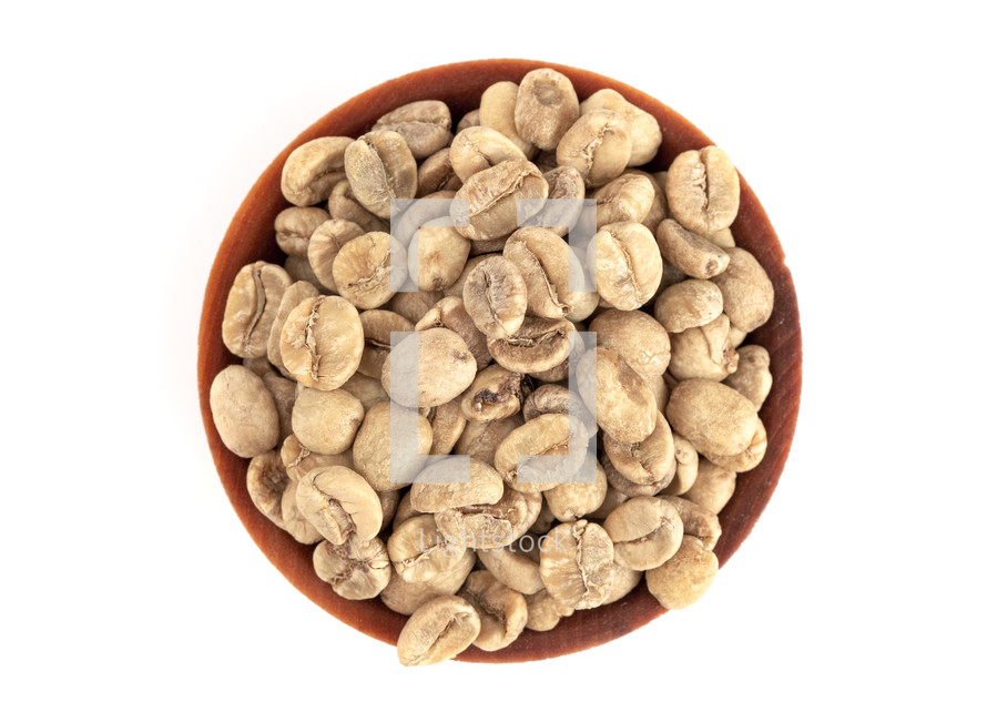 bowl of raw coffee beans 