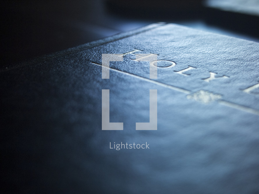 Light on a Bible.