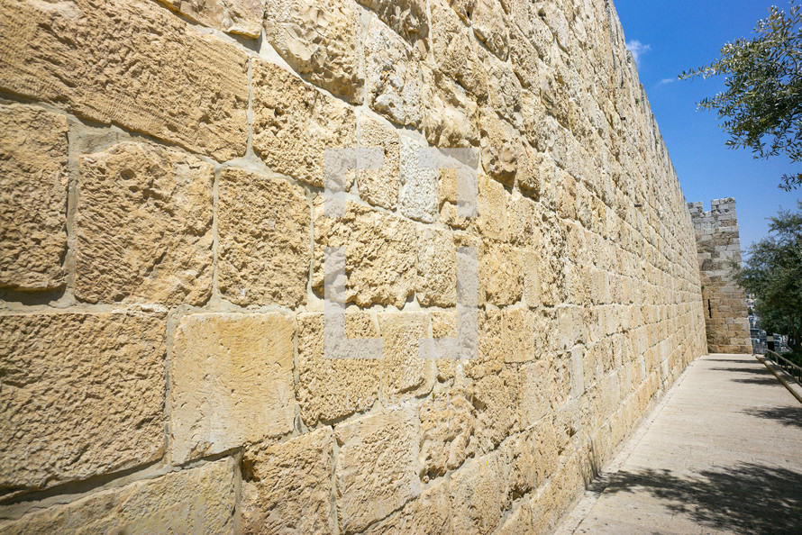 Outer stone wall of City of David, Jerusalem, Israel