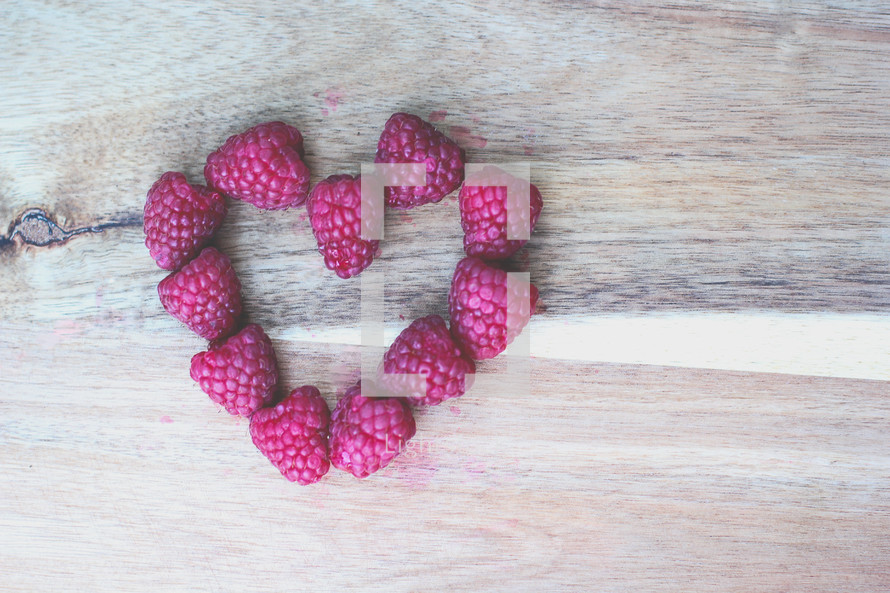 raspberries in the shape of a heart 