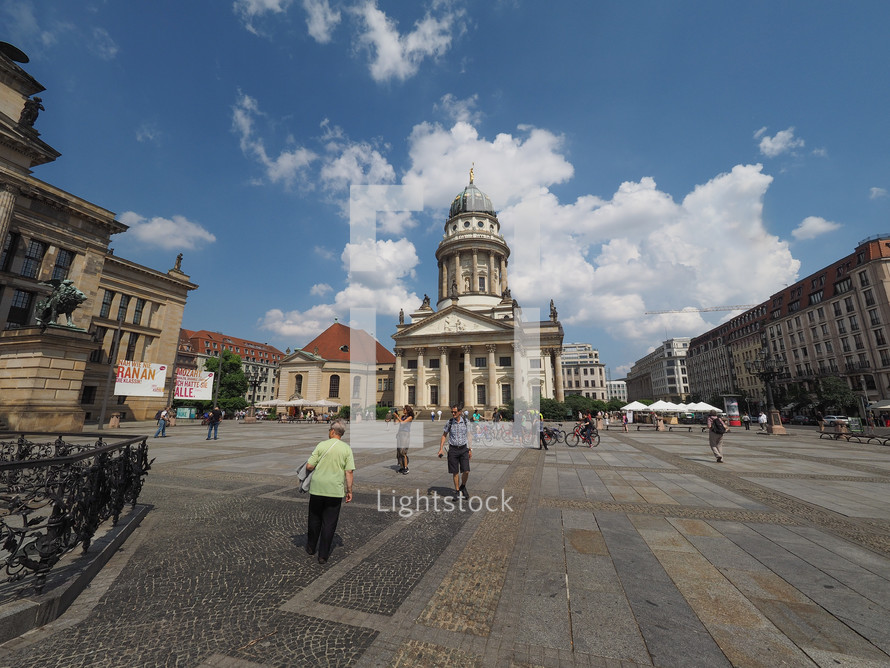 BERLIN, GERMANY - CIRCA JUNE 2016: Gendarmenmarkt square site of the Konzerhaus (meaning Concert Hall) and the French and German churches