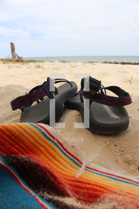 sandals on a beach 