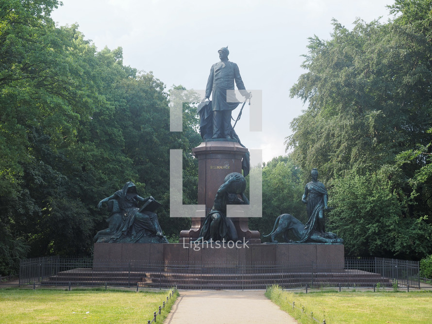 BERLIN, GERMANY - CIRCA JUNE 2016: Bismarck Nationaldenkmal (meaning Bismarck national memorial) in Berlin Tiergarten