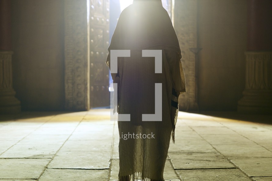 glowing Jesus standing in the temple 