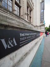 LONDON, UK - CIRCA JUNE 2017: Entrance to the Pink Floyd exhibition called Their Mortal Remains at the Victoria and Albert museum