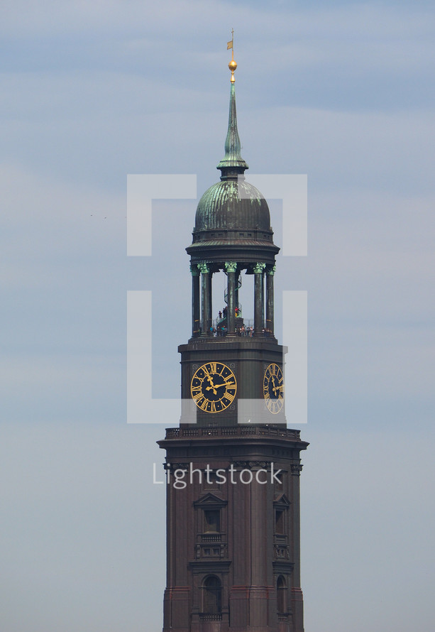 HAMBURG, GERMANY - CIRCA MAY 2017: Hauptkirche Sankt Michaelis (St Michael Church) steeple