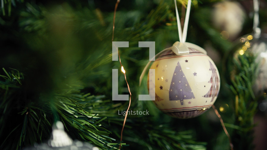 Christmas ball on a tree for holidays