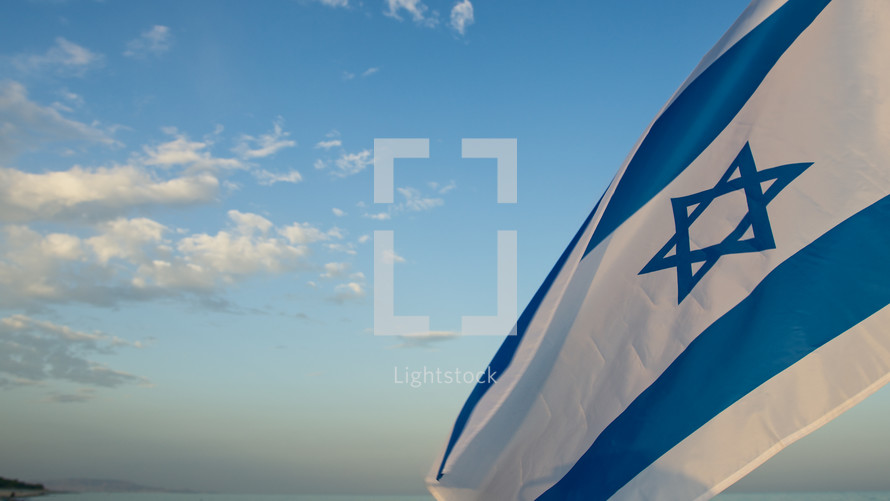 Israel flag Waving In the Sky