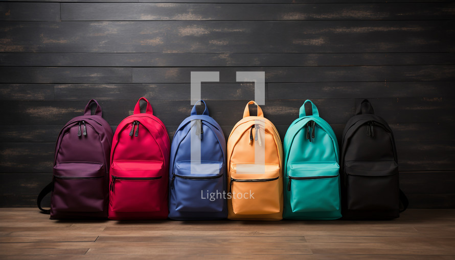 Colored Schoolbag ready for the first day. Ai Generative
