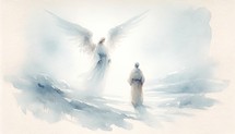 An Angel appears to Joseph. Biblical. Christian religious watercolor Illustration