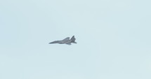 Israeli Air force F-15 fighter jet maneuvering at low altitude during an airshow