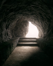 View from inside the empty tomb.