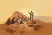 Jesus preaching in the desert