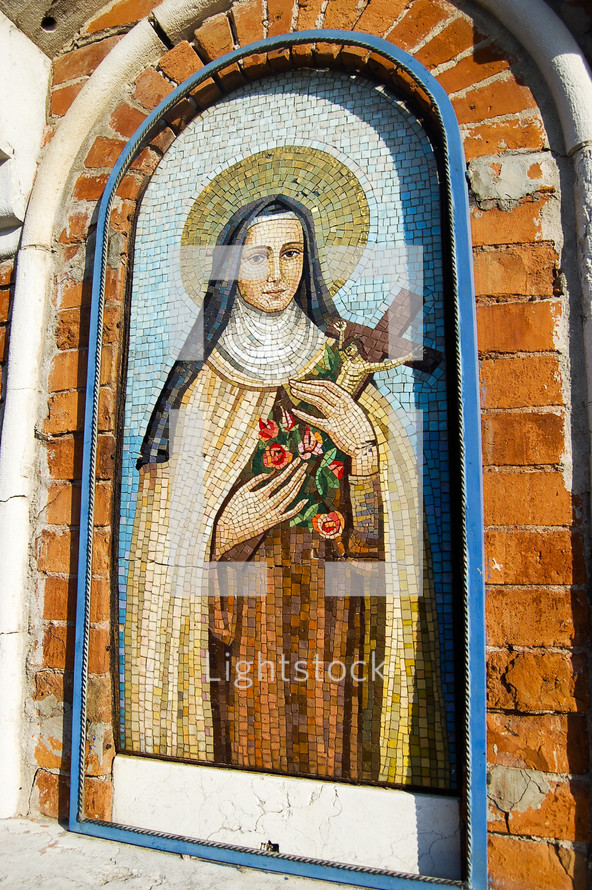 tile mosaic of Mary