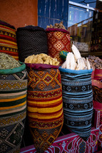 sacks of grains in a market in Morocco 