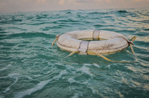 life ring in the ocean